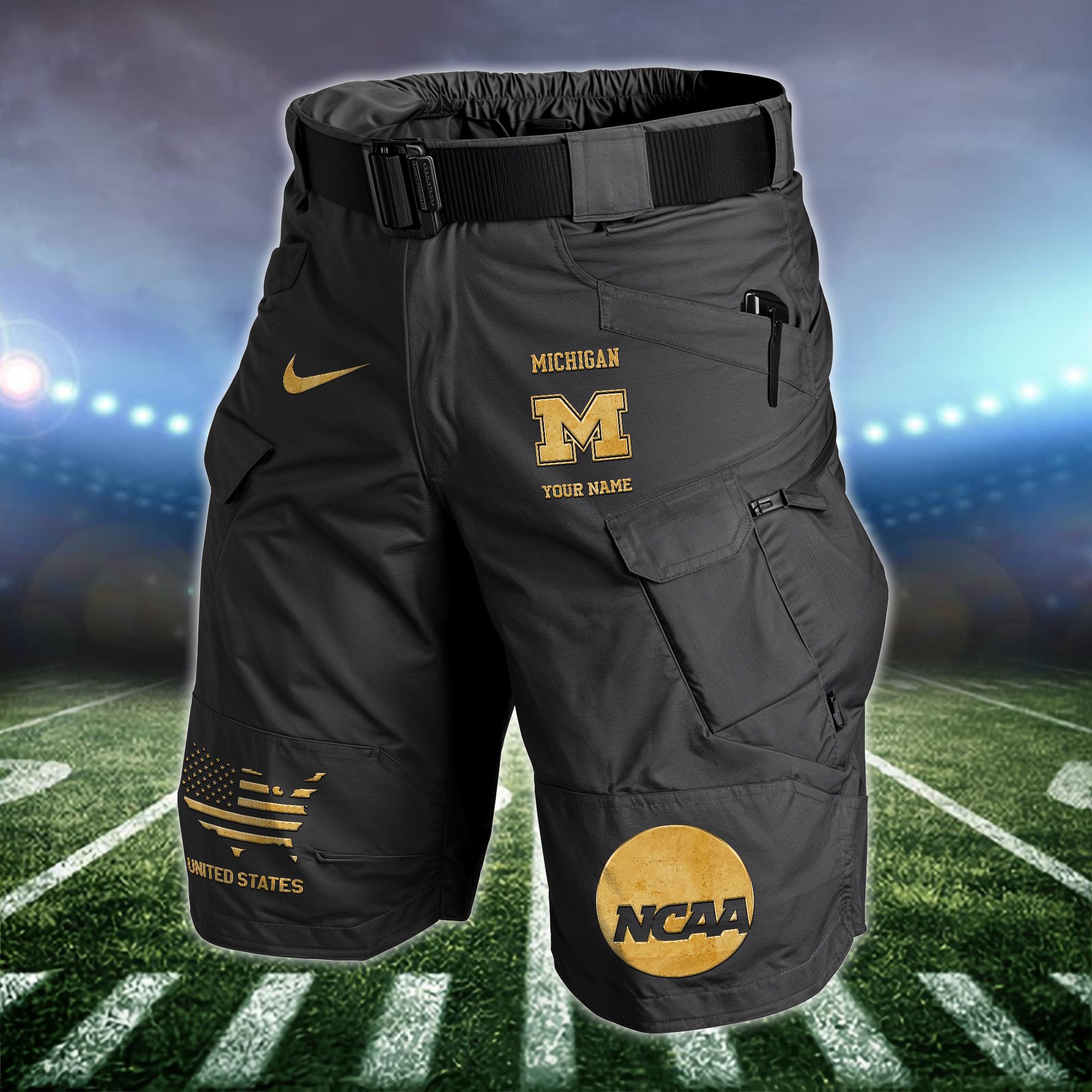 Michigan Wolverines  Men Cargo Shorts Custom Your Name, Football Lovers Clothings, Gifts For Football Lovers  EHIVM-59876